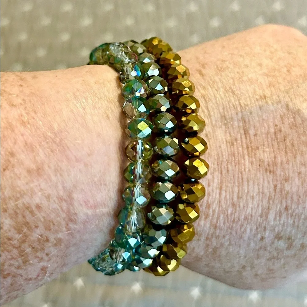 (Bundle 3 for $15) Elegant Gold and Silver Beaded Bracelet Set